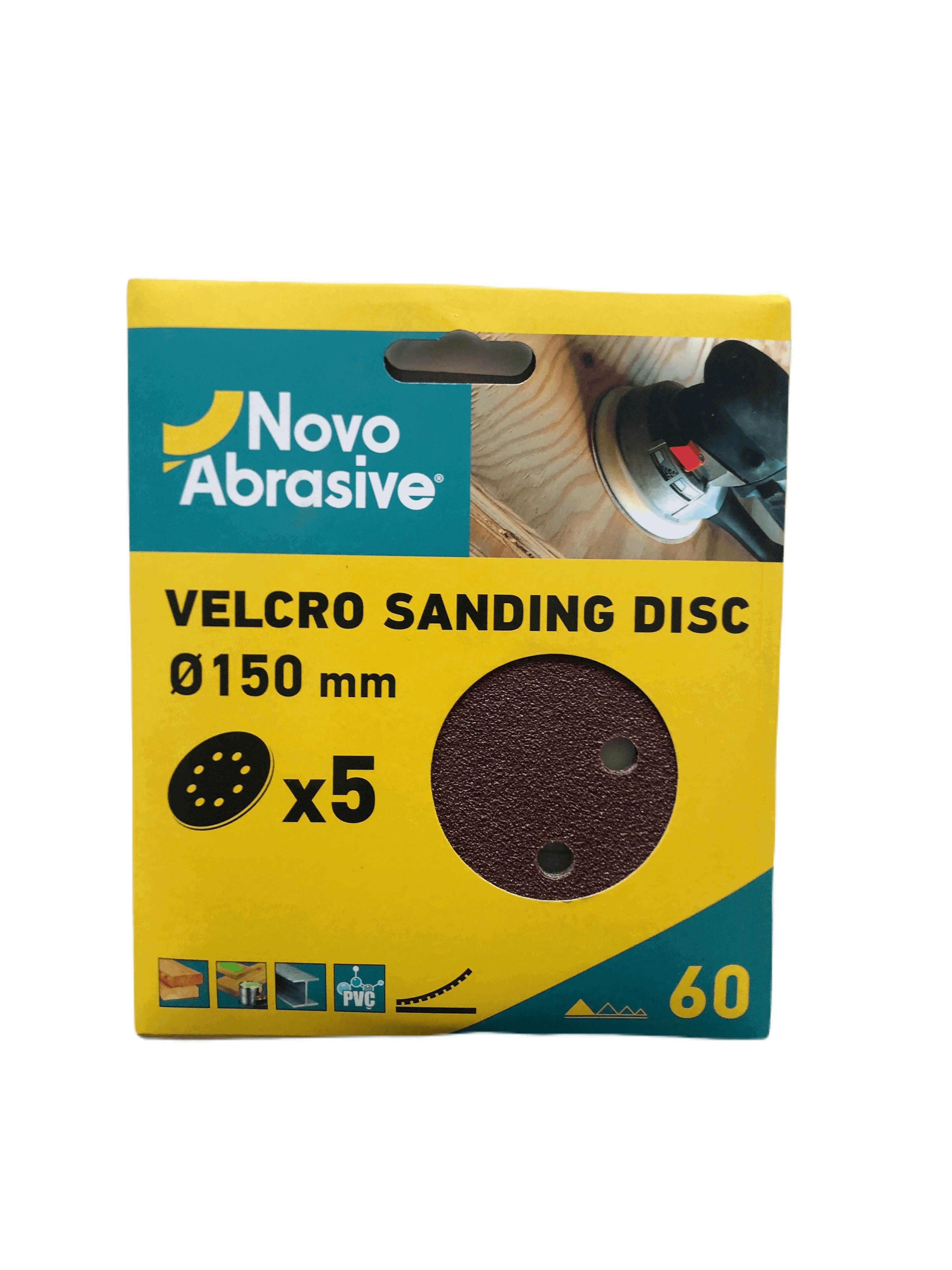 Круг шліфувальний самозачепний NovoAbrasive 150 мм, Р60, 8 отв., упак. 5шт.